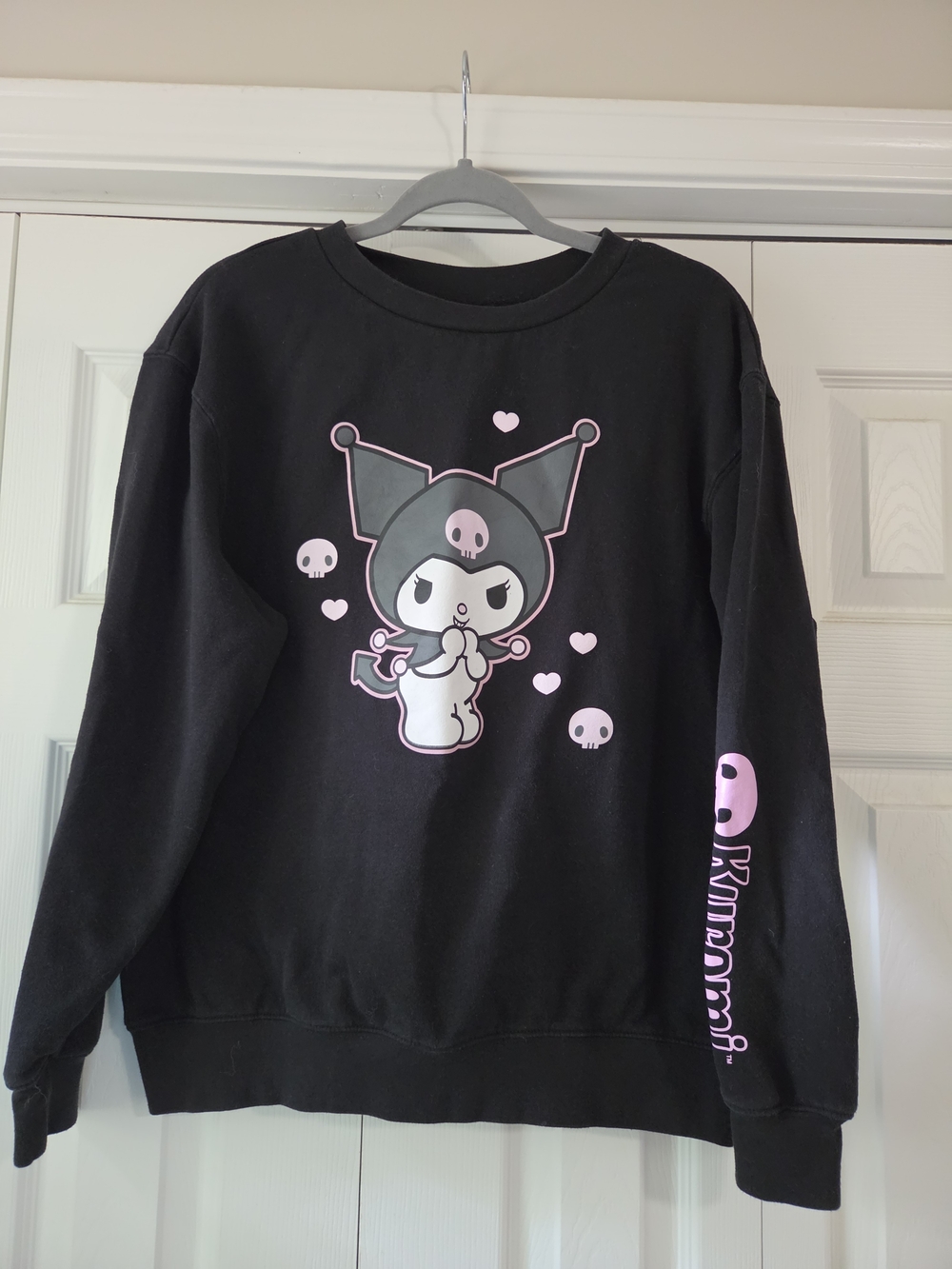 Sanrio Kuromi Black Crewneck Sweatshirt with Pink Graphic